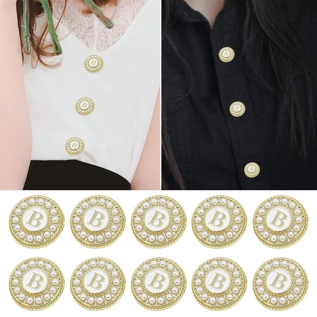 Botones de camisa letra B botones de metal perla botones accesorios de costura