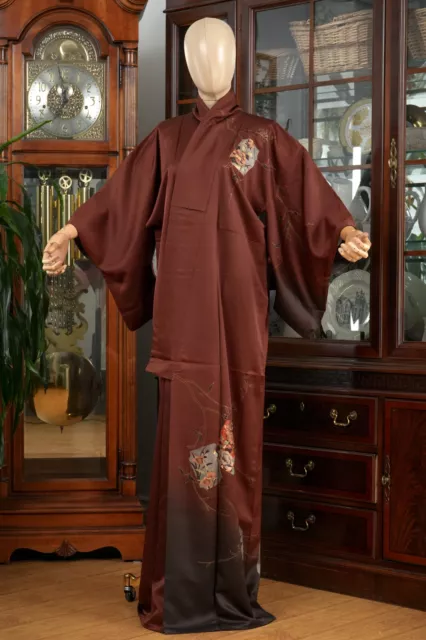 Dear Vanilla Japanese Silk Homongi Kimono Women's Authentic Japan Vintage Mint