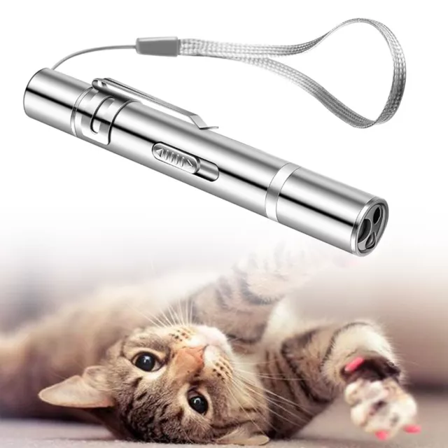 7 in 1 Cat Laser Pointer Pen Toy USB Rechargeable Mini Torch Red Beam UV Light