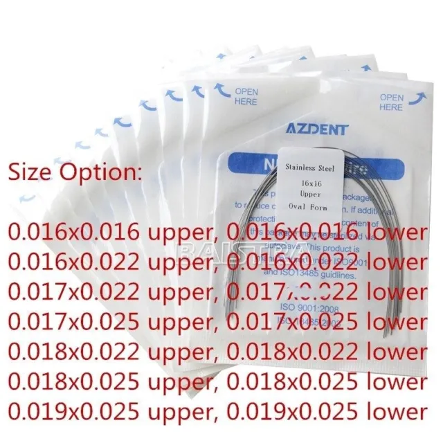 Arcos de Ortodoncia Dentales Alambre de Arco de Acero Inoxidable Rectangu AZDENT