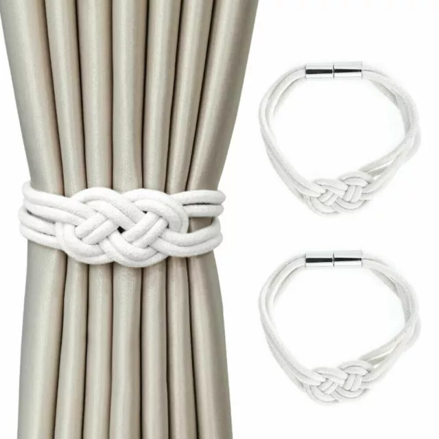 1Pair Curtain Tie Backs Magnetic Rope Buckle Holder Tieback Clips Home Window 10