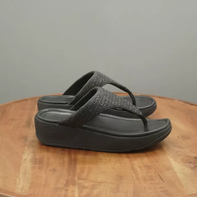 Fitflop Womens Wedge Imogen Raffia Toe Post Sandals Size 7 Basket Weave CU7-090