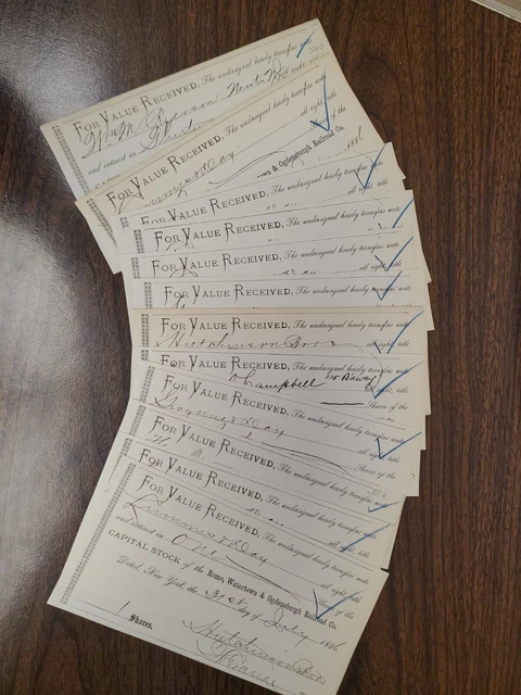 Collectible Documents Vintage Receipts 1800's Railroad Shares Ephemera Lot Rome
