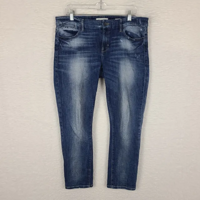 Guess Jeans Womens Size 31 Pencil Skinny MId Rise  Blue Distress Dark Wash
