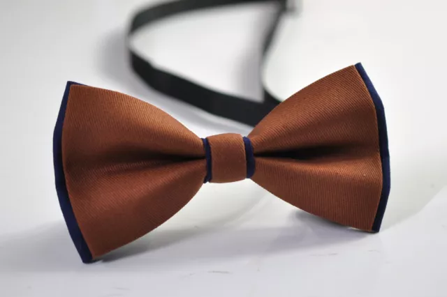 Navy blue Tan Brown Cotton bow tie bowtie for Men Boy Toddler Kids Baby