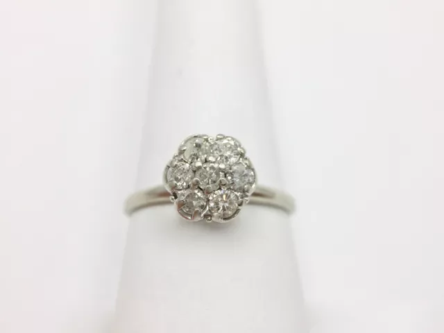 1/2ct Diamond Daisy Cluster Engagement Wedding Ring Size 8 1/4 White Gold 14k