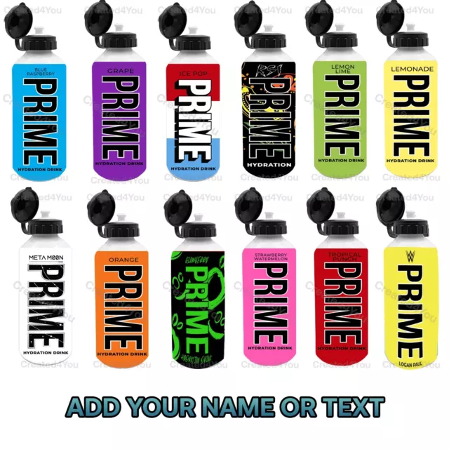 Personalised Prime KSI Drink Water Bottle 500ML Metal Add your name or Text