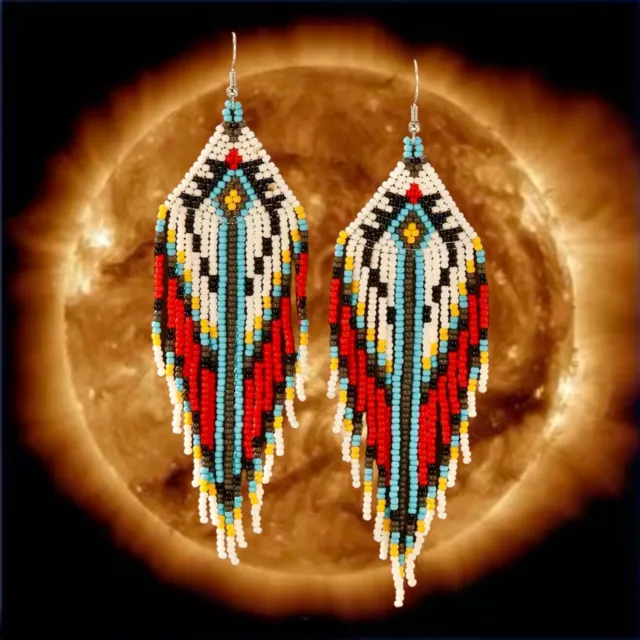 Handmade Native American Style Beaded Tassel Fashion* Earrings Long