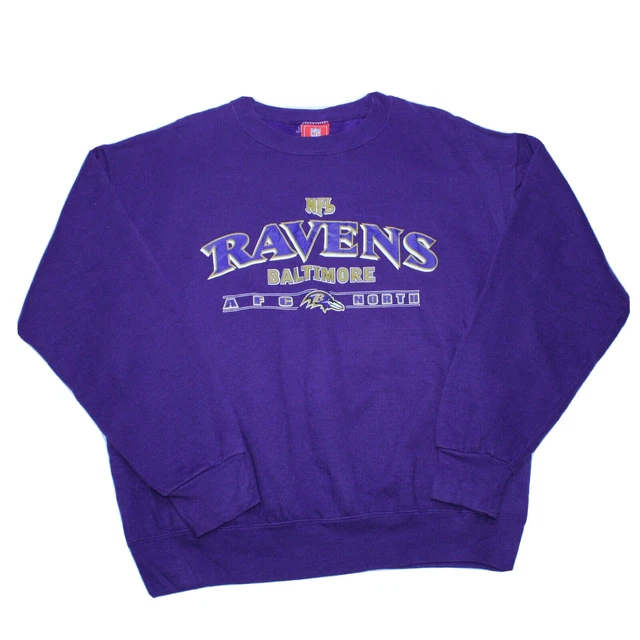 Vintage NFL Baltimore Ravens Sweatshirt Purple Graphic Print USA Jumper Large
