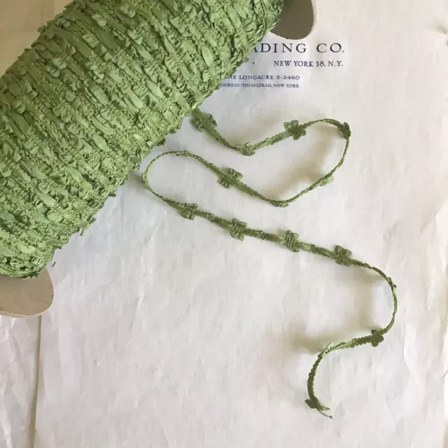 2 Yards Vintage French Green Faux Rococo Buds n Bow Trim