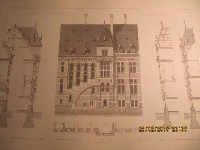 Planche Château de WESPELAER Partie centrale façade vers étang 1893
