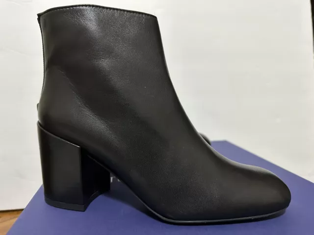 STUART WEITZMAN Bacari Leather Block Heel Bootie Black Leather Size 6 NWB 3