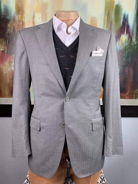 40R Mens Canali Natural Comfort Gray Striped Sport Coat - Suit Jacket Blazer