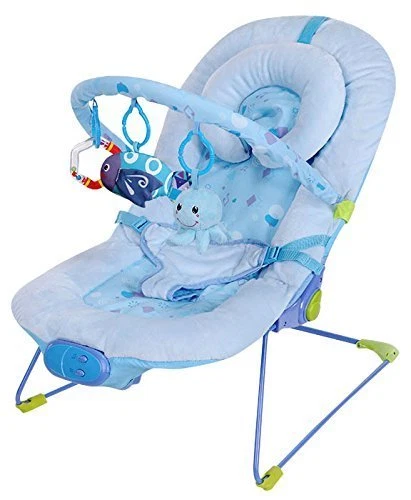 LUXURY SOFT BABY Bouncer Vibrating and Musical Bouncy Chair Blue