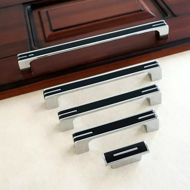 Black Kitchen Cabinet Handle Pull Chrome Silver Drawer Dresser Handle Pulls