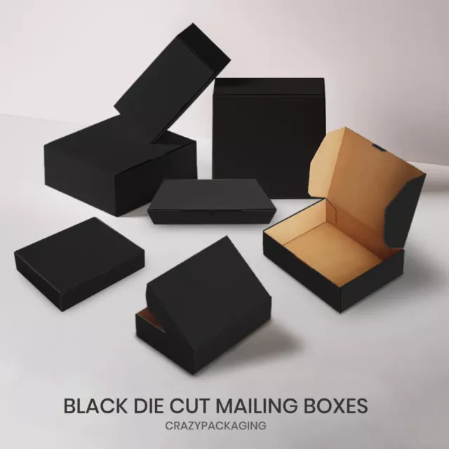 Black Mailing Box Cardboard Shipping Mailer Carton Small Medium Large B6 B7 A5