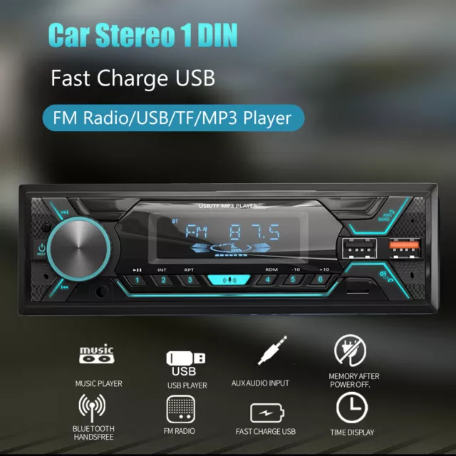 Car Stereo MP3 Player Bluetooth BT Radio Audio 1 DIN MP3 Player USB SD AUX FM CD 2