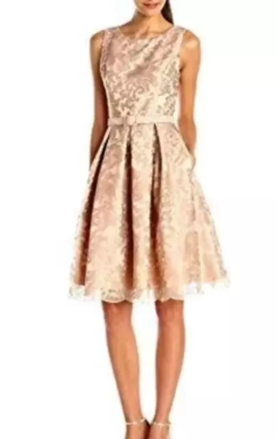 Eliza J. Gold Lace Fit & Flare Cocktail Dress Size 12 - $298 - Euc