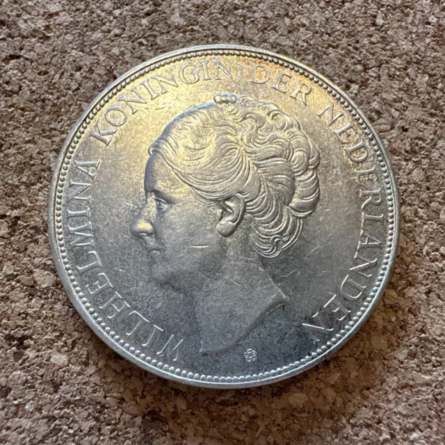 Niederlande Wilhelmina 2 1/2  Gulden 1937 Silber