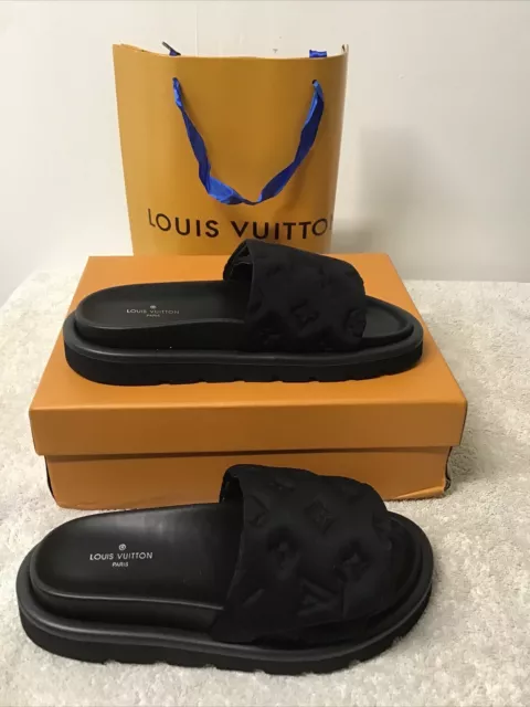 Louis Vuitton Sunbath Monogram Rubber Mule Slide Black NIB 36 6US NEW