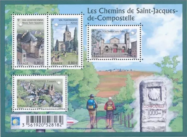 Feuillet F4725 - Chemins de Saint-Jacques-de-Compostelle - Quatre étapes - 2013