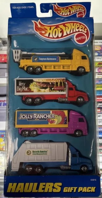 1997 Hot Wheels Haulers Gift Pack NIB McDonald's,Jolly Rancher,Recycle,Phone Co