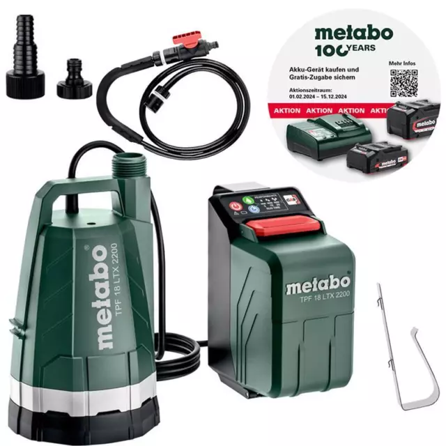 Metabo Akku Tauchpumpe Regenfasspumpe TPF 18 V LTX 2200 Wasserpumpe inkl. Timer