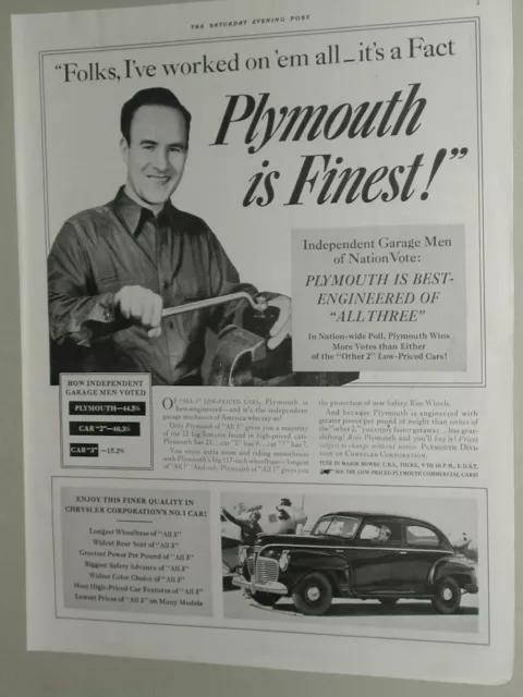 1941 Plymouth advertisement page, Chrysler Plymouth coupe, mechanic