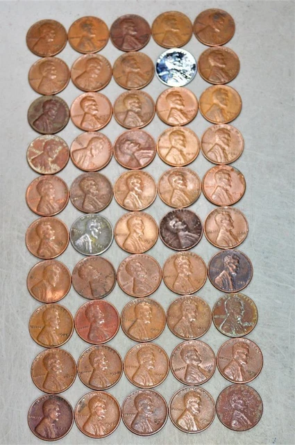 Lincoln Wheat Cent Lot of 50 Coins with 30's 40's 50's