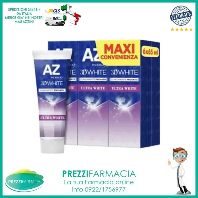 Dentifricio AZ 3D White Ultra, Maxi Formato da 6 Confezioni X 65ml | OFFERTA