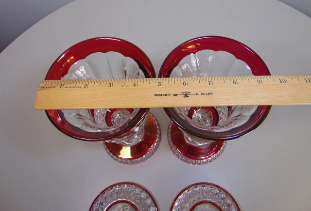 Vintage Paar Westmoreland Rubin Blitzglas mit Deckel Sockel Urnen/Mantel Gläser 10