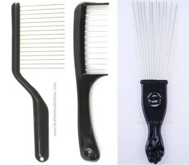 1 Piece Hair K-Cutter Styling Comb Pik Metal Tooth afro braid or Metal Fan Pik