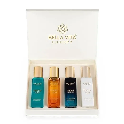 Bella Vita Lujo Unisex Eau De Parfum Juego de Regalo 4 x 20 ml para Hombres y Mujeres,