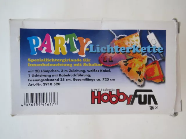 HobbyFun XXL Party-Licherkette innen mit Schalter 20 Lampen 7,25 m NEU