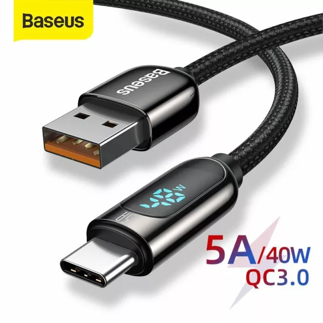 Baseus – Câble USB LED pour Recharge Rapide, Cordon de Chargeur pour iPhone,  12, 11, 13 Pro