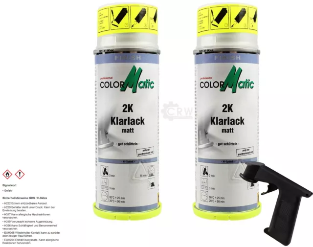 1x ColorMatic 2K High Speed Klarlack matt Härter Spraydose 200ml inkl. Halter