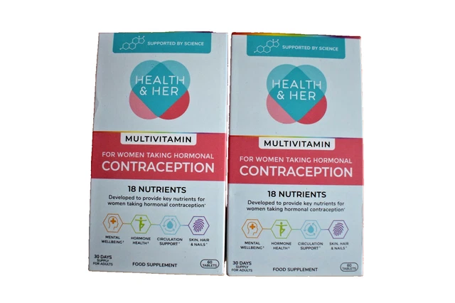 2X HEALTH & Her Contraception Multivitamin Support 60 Tablets Each £19. ...