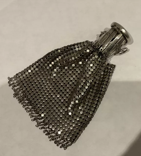 Vintage Disc Metal Chain mail Chatelaine Purse With Concertina Opening