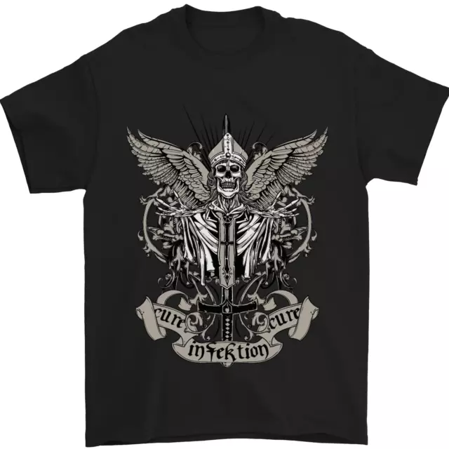 T-shirt da uomo Cure the Infection Skull Motorbike Biker 100% cotone