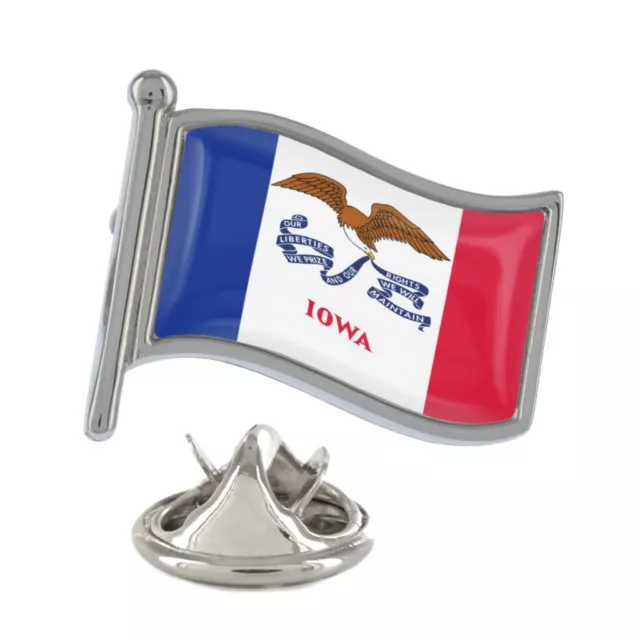 Iowa Flag Silver Lapel Pin Badge