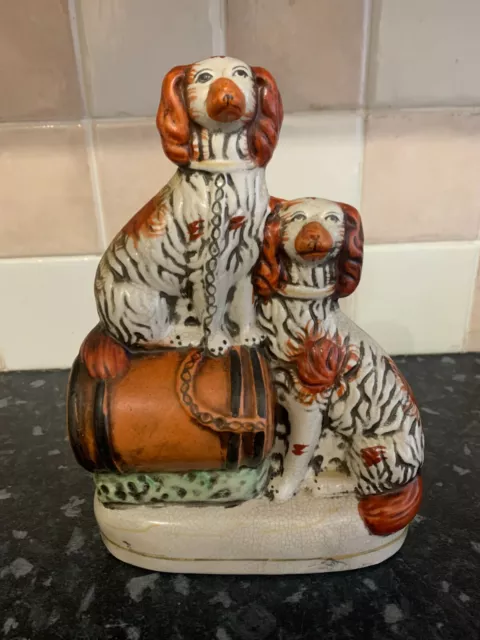 Vintage  Staffordshire King Charles Spaniels ornament of 2 dogs