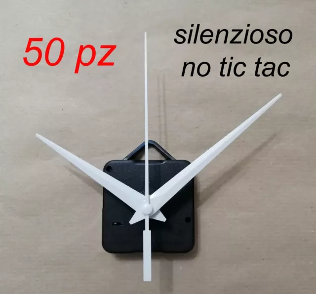 50 pz MECCANISMI OROLOGIO SILENZIOSO parete muro movimento lancette sfere bianco