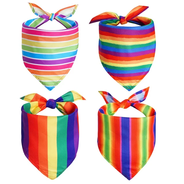 4Pcs Rainbow Dog Bandanas Pride  Pet Scarves