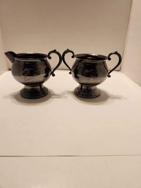 Vintage F.B. ROGERS SILVER CO. Silver on Copper Cream & Sugar Bowls #2305
