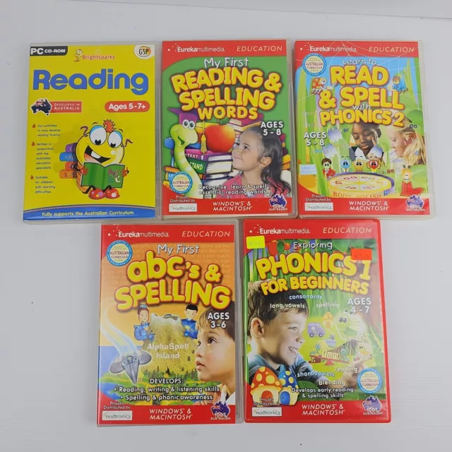 5x My First Reading & Spelling Words, Abcs, Alphabet, Phonoce 1+2  (Ages 3-8) PC