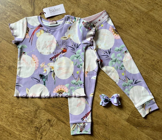 BNWT Ted Baker 2-3 years designer bird lilac top legging outfit floral set bow