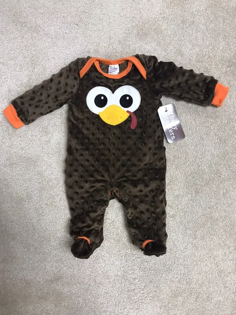 Baby Girl/Boy BABY STARTERS Minkey Turkey Thanksgiving Footed Outfit New Sz 3 Mo