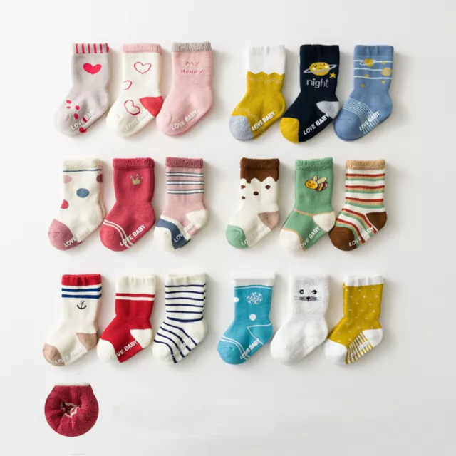 3 pares de calcetines térmicos de invierno cálidos para bebés niños 0-5 años