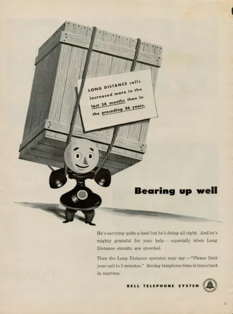 1944 Phone Bell Telephone System 1940s Vintage Print Ad Long Distance Calls