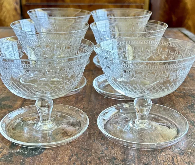 6 Antique Lady Hamilton/ pall Mall, Glass Dessert Bowls